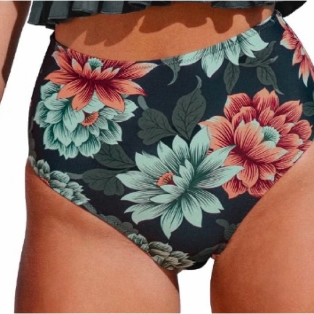 NWT‎ CUPSHE | Floral Print High Waisted Floral Bikini Bottom Sz. Medium
